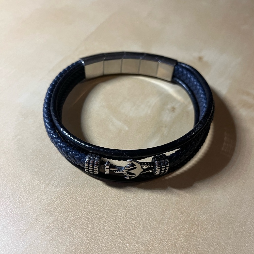 Leather and Stainless Steel Bracelet/Forearm Band